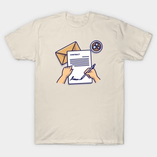 Hand Writng Letter With Envelope Cartoon T-Shirt